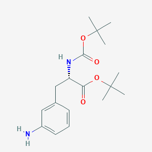 molecular formula C18H28N2O4 B2613867 Tert-butyl (2S)-3-(3-aminophenyl)-2-[(2-methylpropan-2-yl)oxycarbonylamino]propanoate CAS No. 2402789-80-2