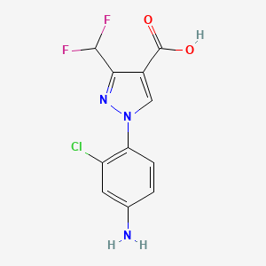 molecular formula C11H8ClF2N3O2 B2613879 1-(4-Amino-2-chlorophenyl)-3-(difluoromethyl)-1H-pyrazole-4-carboxylic acid CAS No. 1975118-16-1