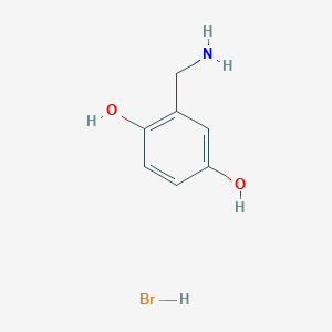 molecular formula C7H10BrNO2 B2613884 2-(Aminomethyl)benzene-1,4-diol hydrobromide CAS No. 57075-20-4