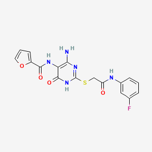 molecular formula C17H14FN5O4S B2613893 N-(4-amino-2-((2-((3-fluorophenyl)amino)-2-oxoethyl)thio)-6-oxo-1,6-dihydropyrimidin-5-yl)furan-2-carboxamide CAS No. 868226-16-8