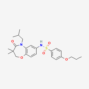 molecular formula C24H32N2O5S B2613895 N-(5-异丁基-3,3-二甲基-4-氧代-2,3,4,5-四氢苯并[b][1,4]恶二嗪-7-基)-4-丙氧基苯磺酰胺 CAS No. 922004-29-3