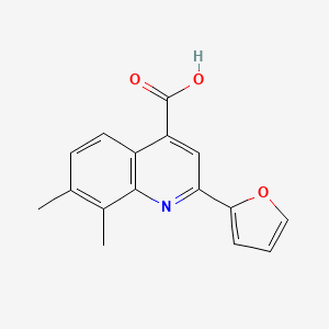 molecular formula C16H13NO3 B2613896 2-(2-呋喃基)-7,8-二甲基喹啉-4-羧酸 CAS No. 588695-31-2