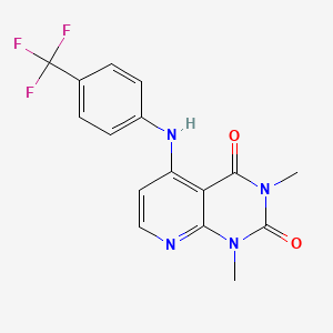 molecular formula C16H13F3N4O2 B2613924 1,3-dimethyl-5-((4-(trifluoromethyl)phenyl)amino)pyrido[2,3-d]pyrimidine-2,4(1H,3H)-dione CAS No. 946331-70-0