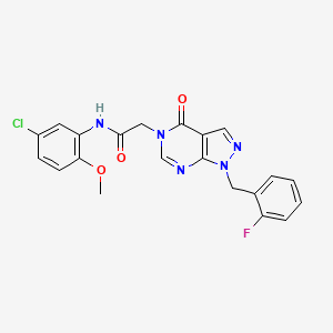 molecular formula C21H17ClFN5O3 B2613926 N-(5-chloro-2-methoxyphenyl)-2-(1-(2-fluorobenzyl)-4-oxo-1H-pyrazolo[3,4-d]pyrimidin-5(4H)-yl)acetamide CAS No. 1203088-04-3