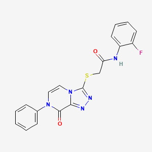 molecular formula C19H14FN5O2S B2613948 N-(2-fluorophenyl)-2-((8-oxo-7-phenyl-7,8-dihydro-[1,2,4]triazolo[4,3-a]pyrazin-3-yl)thio)acetamide CAS No. 1242980-91-1