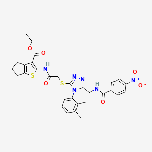 ethyl 2-(2-((4-(2,3-dimethylphenyl)-5-((4-nitrobenzamido)methyl)-4H-1,2,4-triazol-3-yl)thio)acetamido)-5,6-dihydro-4H-cyclopenta[b]thiophene-3-carboxylate
