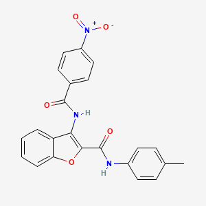 molecular formula C23H17N3O5 B2613971 3-(4-nitrobenzamido)-N-(p-tolyl)benzofuran-2-carboxamide CAS No. 887881-10-9