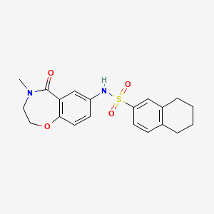 molecular formula C20H22N2O4S B2613978 N-(4-methyl-5-oxo-2,3,4,5-tetrahydrobenzo[f][1,4]oxazepin-7-yl)-5,6,7,8-tetrahydronaphthalene-2-sulfonamide CAS No. 926031-86-9