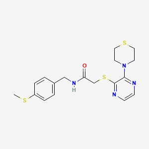 N-{[4-(methylsulfanyl)phenyl]methyl}-2-{[3-(thiomorpholin-4-yl)pyrazin-2-yl]sulfanyl}acetamide