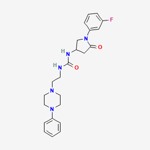 molecular formula C23H28FN5O2 B2613989 1-(1-(3-Fluorophenyl)-5-oxopyrrolidin-3-yl)-3-(2-(4-phenylpiperazin-1-yl)ethyl)urea CAS No. 887212-51-3
