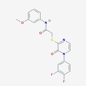 molecular formula C19H15F2N3O3S B2613990 2-[4-(3,4-二氟苯基)-3-氧代吡嗪-2-基]硫代-N-(3-甲氧基苯基)乙酰胺 CAS No. 899958-56-6