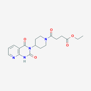 molecular formula C18H22N4O5 B2614001 ethyl 4-(4-(2,4-dioxo-1,2-dihydropyrido[2,3-d]pyrimidin-3(4H)-yl)piperidin-1-yl)-4-oxobutanoate CAS No. 2034520-07-3