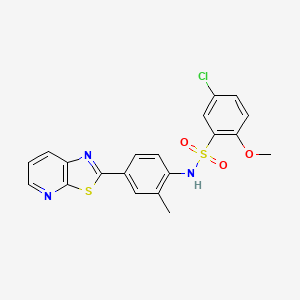 molecular formula C20H16ClN3O3S2 B2614006 5-chloro-2-methoxy-N-(2-methyl-4-(thiazolo[5,4-b]pyridin-2-yl)phenyl)benzenesulfonamide CAS No. 2319923-35-6