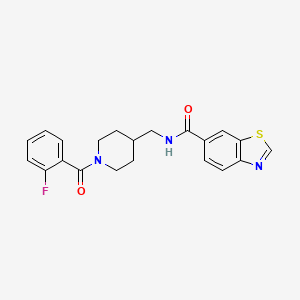 molecular formula C21H20FN3O2S B2614017 N-((1-(2-fluorobenzoyl)piperidin-4-yl)methyl)benzo[d]thiazole-6-carboxamide CAS No. 1796961-50-6