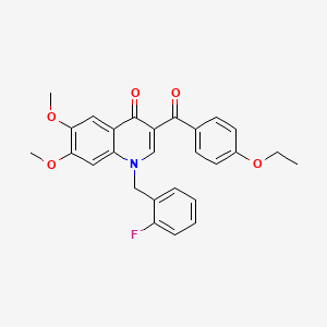 molecular formula C27H24FNO5 B2614019 3-(4-ethoxybenzoyl)-1-(2-fluorobenzyl)-6,7-dimethoxyquinolin-4(1H)-one CAS No. 866813-18-5