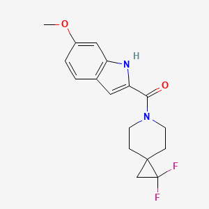 molecular formula C17H18F2N2O2 B2614032 (1,1-二氟-6-氮杂螺[2.5]辛烷-6-基)(6-甲氧基-1H-吲哚-2-基)甲酮 CAS No. 2097933-53-2