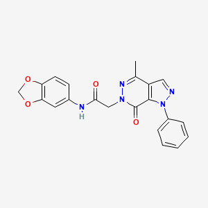 molecular formula C21H17N5O4 B2614036 N-(苯并[d][1,3]二氧杂环-5-基)-2-(4-甲基-7-氧代-1-苯基-1H-吡唑并[3,4-d]哒嗪-6(7H)-基)乙酰胺 CAS No. 942008-56-2