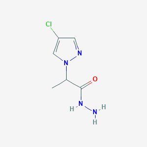 molecular formula C6H9ClN4O B2614038 2-(4-chloro-1H-pyrazol-1-yl)propanehydrazide CAS No. 1005583-19-6