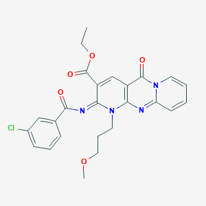 (Z)-ethyl 2-((3-chlorobenzoyl)imino)-1-(3-methoxypropyl)-5-oxo-2,5-dihydro-1H-dipyrido[1,2-a:2',3'-d]pyrimidine-3-carboxylate