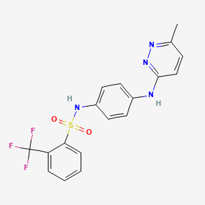 molecular formula C18H15F3N4O2S B2614084 N-(4-((6-methylpyridazin-3-yl)amino)phenyl)-2-(trifluoromethyl)benzenesulfonamide CAS No. 1171212-77-3