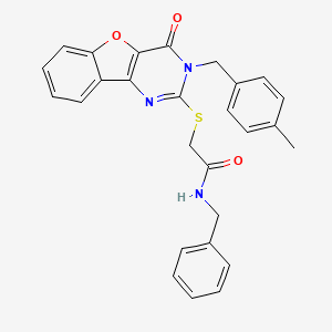 N-benzyl-2-[[3-[(4-methylphenyl)methyl]-4-oxo-[1]benzofuro[3,2-d]pyrimidin-2-yl]sulfanyl]acetamide