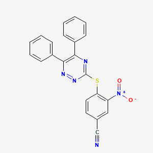 molecular formula C22H13N5O2S B2614099 4-[(5,6-二苯基-1,2,4-三嗪-3-基)硫代]-3-硝基苯甲腈 CAS No. 712311-17-6