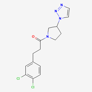 molecular formula C15H16Cl2N4O B2614107 1-(3-(1H-1,2,3-三唑-1-基)吡咯烷-1-基)-3-(3,4-二氯苯基)丙-1-酮 CAS No. 1798538-07-4