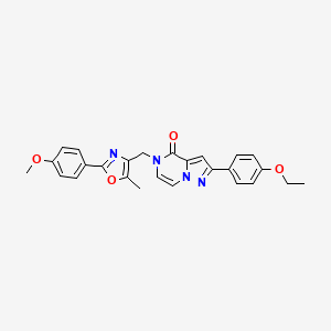 molecular formula C26H24N4O4 B2614111 2-(4-ethoxyphenyl)-5-((2-(4-methoxyphenyl)-5-methyloxazol-4-yl)methyl)pyrazolo[1,5-a]pyrazin-4(5H)-one CAS No. 1359484-06-2