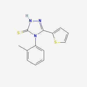 molecular formula C13H11N3S2 B2614115 4-(2-Methylphenyl)-5-(2-thienyl)-1,2,4-triazole-3-thiol CAS No. 681840-91-5