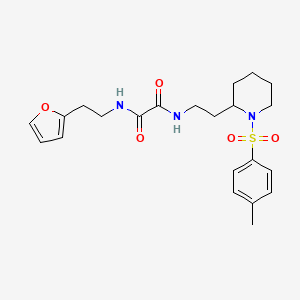 molecular formula C22H29N3O5S B2614147 N1-(2-(呋喃-2-基)乙基)-N2-(2-(1-甲苯磺酰基哌啶-2-基)乙基)草酰胺 CAS No. 898445-85-7