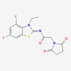 molecular formula C15H13F2N3O3S B2614153 2-(2,5-dioxopyrrolidin-1-yl)-N-(3-ethyl-4,6-difluoro-1,3-benzothiazol-2-ylidene)acetamide CAS No. 868375-75-1