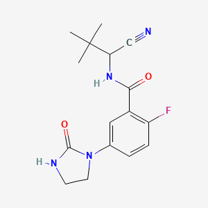 molecular formula C16H19FN4O2 B2614155 N-(1-Cyano-2,2-dimethylpropyl)-2-fluoro-5-(2-oxoimidazolidin-1-yl)benzamide CAS No. 2261195-80-4