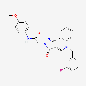 molecular formula C26H21FN4O3 B2614163 2-(5-(3-fluorobenzyl)-3-oxo-3,5-dihydro-2H-pyrazolo[4,3-c]quinolin-2-yl)-N-(4-methoxyphenyl)acetamide CAS No. 931696-77-4