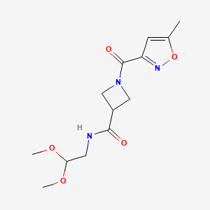 molecular formula C13H19N3O5 B2614170 N-(2,2-二甲氧基乙基)-1-(5-甲基异恶唑-3-羰基)氮杂环丁烷-3-甲酰胺 CAS No. 1351619-33-4