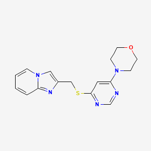 molecular formula C16H17N5OS B2614178 4-(6-((Imidazo[1,2-a]pyridin-2-ylmethyl)thio)pyrimidin-4-yl)morpholine CAS No. 1202984-87-9