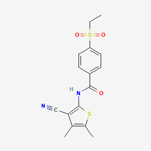 molecular formula C16H16N2O3S2 B2614180 N-(3-氰基-4,5-二甲基噻吩-2-基)-4-乙基磺酰基苯甲酰胺 CAS No. 886923-29-1