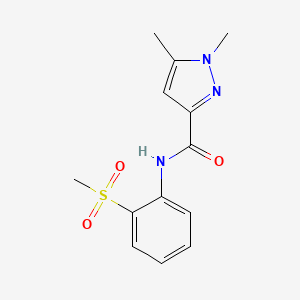 molecular formula C13H15N3O3S B2614187 1,5-dimethyl-N-(2-(methylsulfonyl)phenyl)-1H-pyrazole-3-carboxamide CAS No. 1013810-15-5
