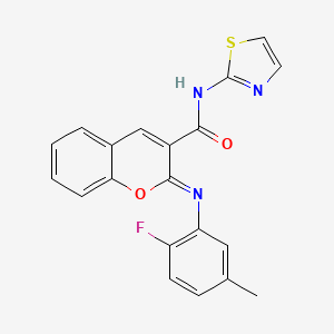 molecular formula C20H14FN3O2S B2614194 (2Z)-2-[(2-fluoro-5-methylphenyl)imino]-N-(1,3-thiazol-2-yl)-2H-chromene-3-carboxamide CAS No. 1327171-27-6