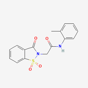 molecular formula C16H14N2O4S B2614197 2-(1,1-二氧化-3-氧代-1,2-苯并噻唑-2(3H)-基)-N-(2-甲基苯基)乙酰胺 CAS No. 573959-46-3