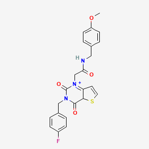molecular formula C23H20FN3O4S B2614199 2-{3-[(4-fluorophenyl)methyl]-2,4-dioxo-1H,2H,3H,4H-thieno[3,2-d]pyrimidin-1-yl}-N-[(4-methoxyphenyl)methyl]acetamide CAS No. 1252862-01-3