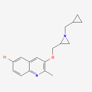 molecular formula C17H19BrN2O B2614221 6-Bromo-3-[[1-(cyclopropylmethyl)aziridin-2-yl]methoxy]-2-methylquinoline CAS No. 2411311-99-2