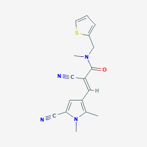 (E)-2-Cyano-3-(5-cyano-1,2-dimethylpyrrol-3-yl)-N-methyl-N-(thiophen-2-ylmethyl)prop-2-enamide