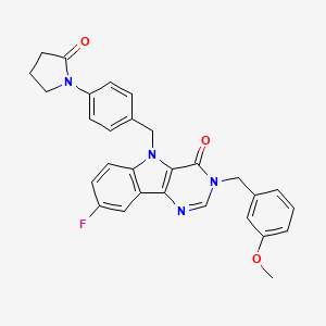 molecular formula C29H25FN4O3 B2614235 8-fluoro-3-(3-methoxybenzyl)-5-(4-(2-oxopyrrolidin-1-yl)benzyl)-3H-pyrimido[5,4-b]indol-4(5H)-one CAS No. 1185098-22-9