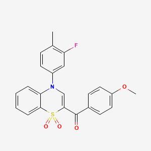molecular formula C23H18FNO4S B2614242 4-(3-氟-4-甲苯基)-1,1-二氧化-4H-1,4-苯并噻嗪-2-基(4-甲氧基苯基)甲酮 CAS No. 1114659-84-5