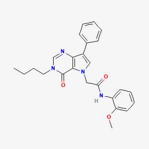 molecular formula C25H26N4O3 B2614246 2-(3-butyl-4-oxo-7-phenyl-3,4-dihydro-5H-pyrrolo[3,2-d]pyrimidin-5-yl)-N-(2-methoxyphenyl)acetamide CAS No. 1226454-57-4