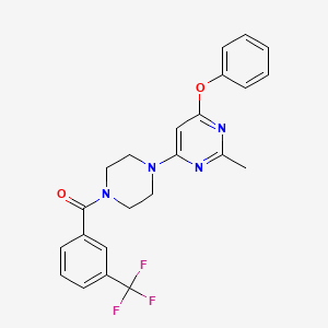 molecular formula C23H21F3N4O2 B2614252 (4-(2-Methyl-6-phenoxypyrimidin-4-yl)piperazin-1-yl)(3-(trifluoromethyl)phenyl)methanone CAS No. 946231-17-0