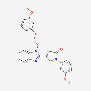 molecular formula C27H27N3O4 B2614254 4-{1-[2-(3-methoxyphenoxy)ethyl]-1H-benzimidazol-2-yl}-1-(3-methoxyphenyl)pyrrolidin-2-one CAS No. 912903-22-1