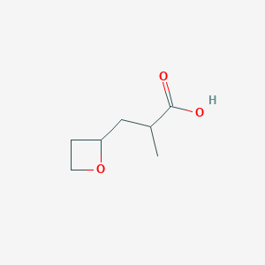 molecular formula C7H12O3 B2614258 2-Methyl-3-(oxetan-2-yl)propanoic acid CAS No. 2248387-44-0