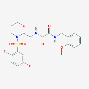 molecular formula C21H23F2N3O6S B2614270 N1-((3-((2,5-difluorophenyl)sulfonyl)-1,3-oxazinan-2-yl)methyl)-N2-(2-methoxybenzyl)oxalamide CAS No. 869071-96-5