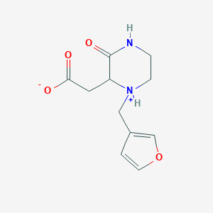 molecular formula C11H14N2O4 B261428 2-[1-(Furan-3-ylmethyl)-3-oxopiperazin-1-ium-2-yl]acetate 